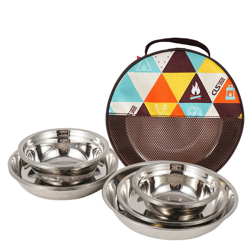 Stainless Steel 17-Piece Dinner Plate & Tableware Set
