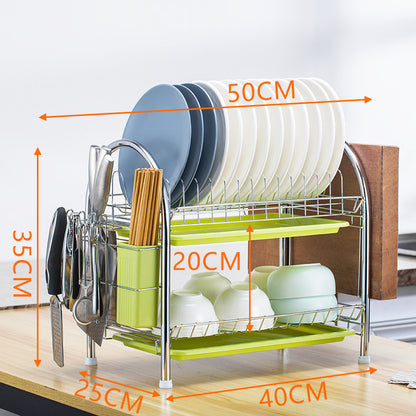 Multi-Layer Floor Draining Bowl Rack – Kitchen Shelf & Countertop Dish Storage