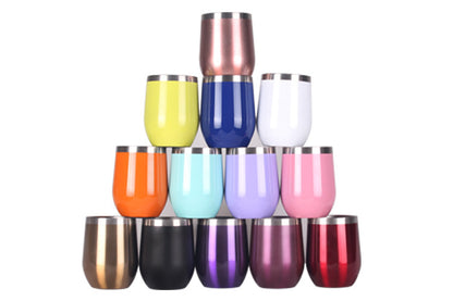 Double Stainless Steel Wine Glass – Big Belly Water Cup