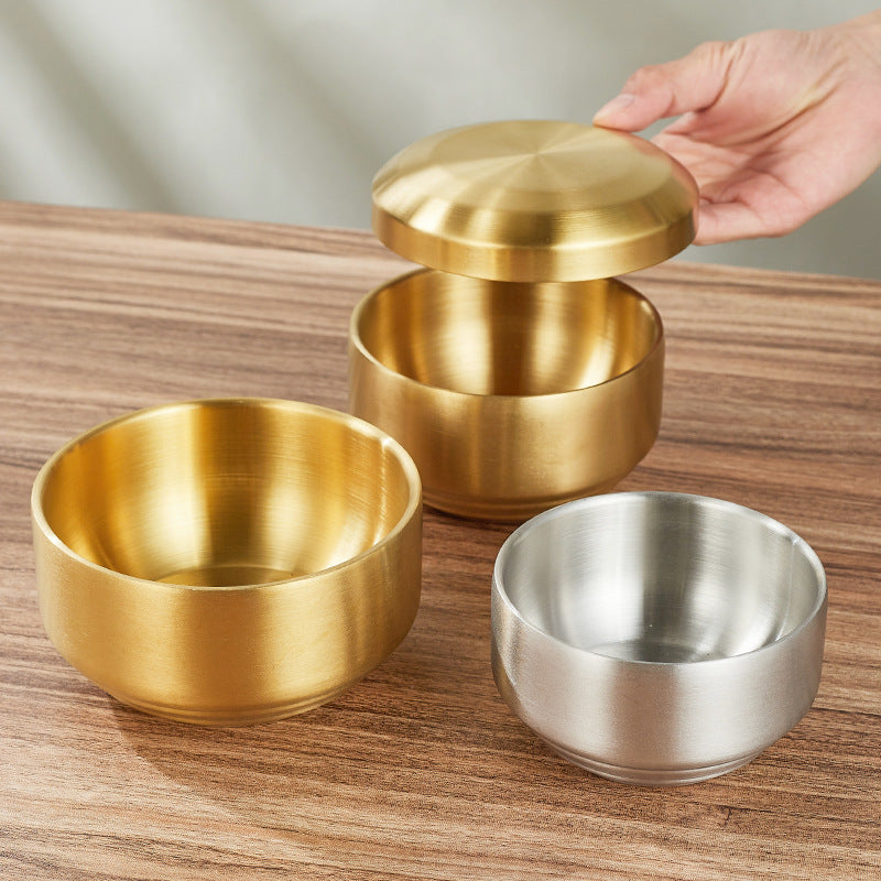 Stainless Steel Bowl Golden Tape Tureen Children's Bowl Household