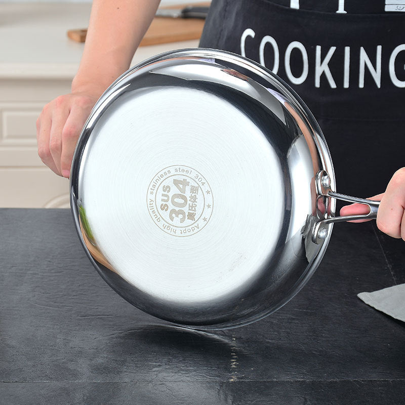 Stainless Steel Frying Pan Non-stick Less Lampblack Kitchen Cookware