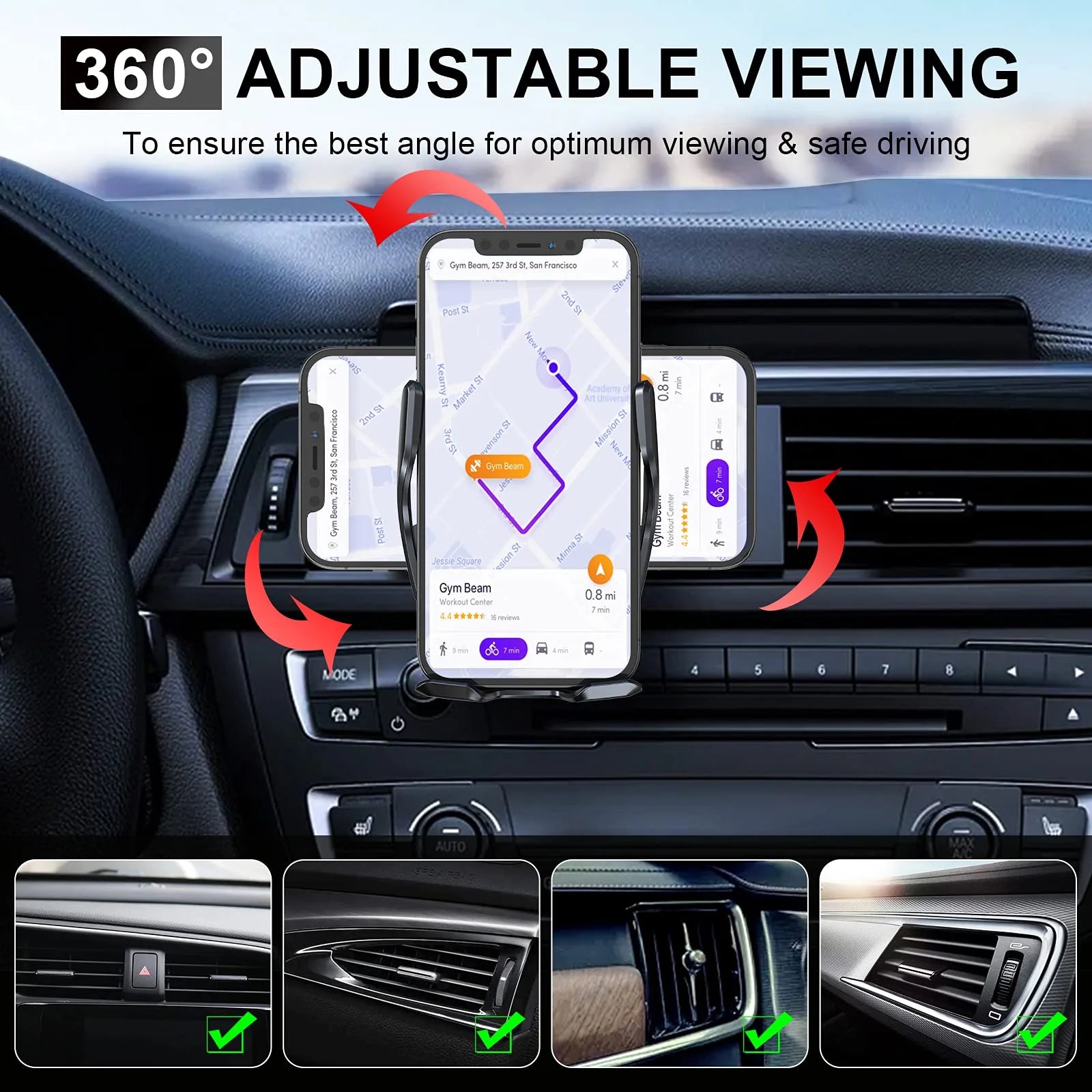 Car Mount Charger 15W Magnetic Wireless Car Charger, Fast Charging Air Vent Magn